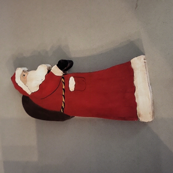 Three Vintage Wooden Santa´s 2 Carrying Bag of Toys 1...